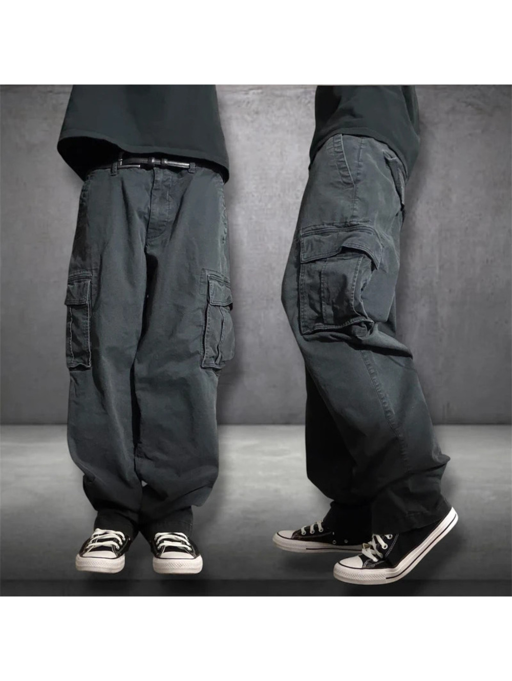 Y2K faded baggy grunge black cargo pants essential straight GAP